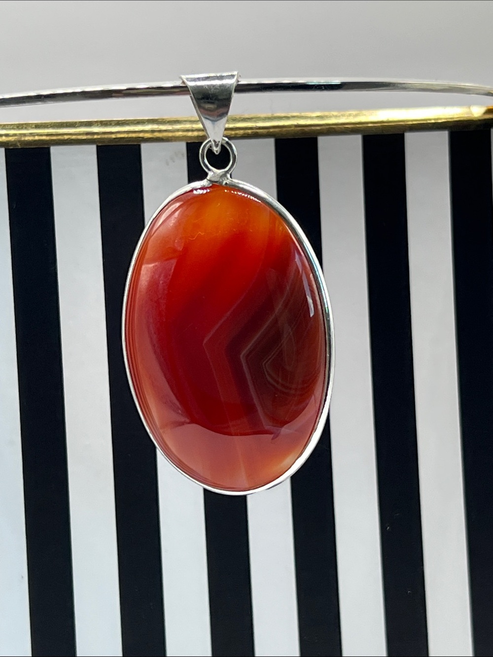 Orange Botswana Agate Oval Pendant